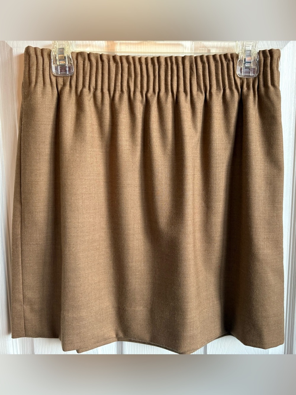 J. Crew Tan Elastic-Waist Wool-Blend Mini Skirt, Size 6